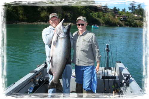 60 pound Chetco River trophy salmon caught with guide Andy Martin of Wild Rivers Fishing.