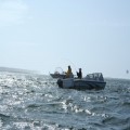 Fish on at the sand spit on the Rogue Bay, 2011.